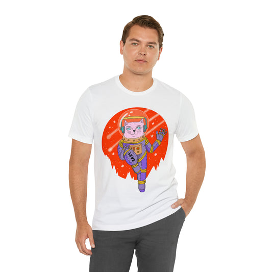 Space Cat Unisex T-Shirt | Telescope Galaxy Stars Cat Lady Shirt