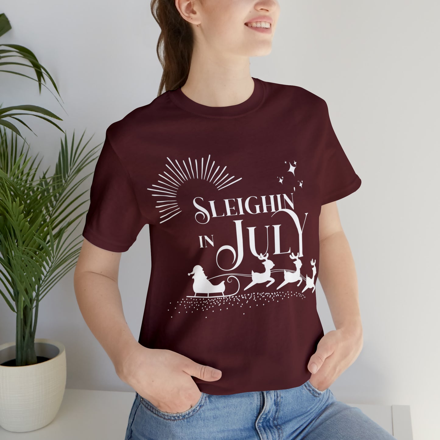 Sleighin in July Shirt | Christmas in July Slay Statement T-Shirt