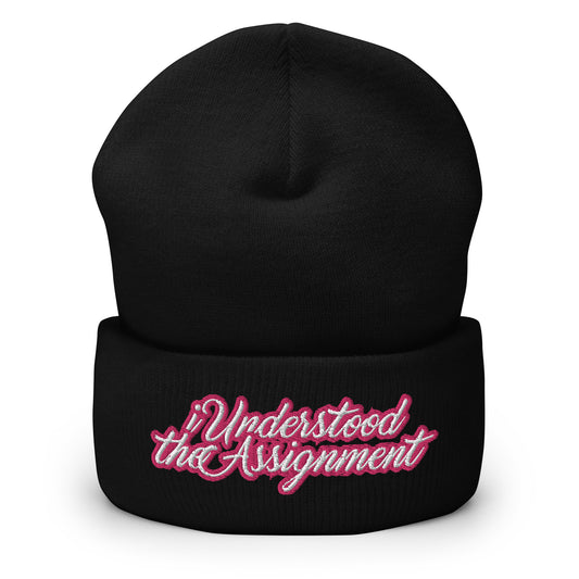 I Understood the Assignment Cuffed Beanie - Modern Slang Pink Beanie