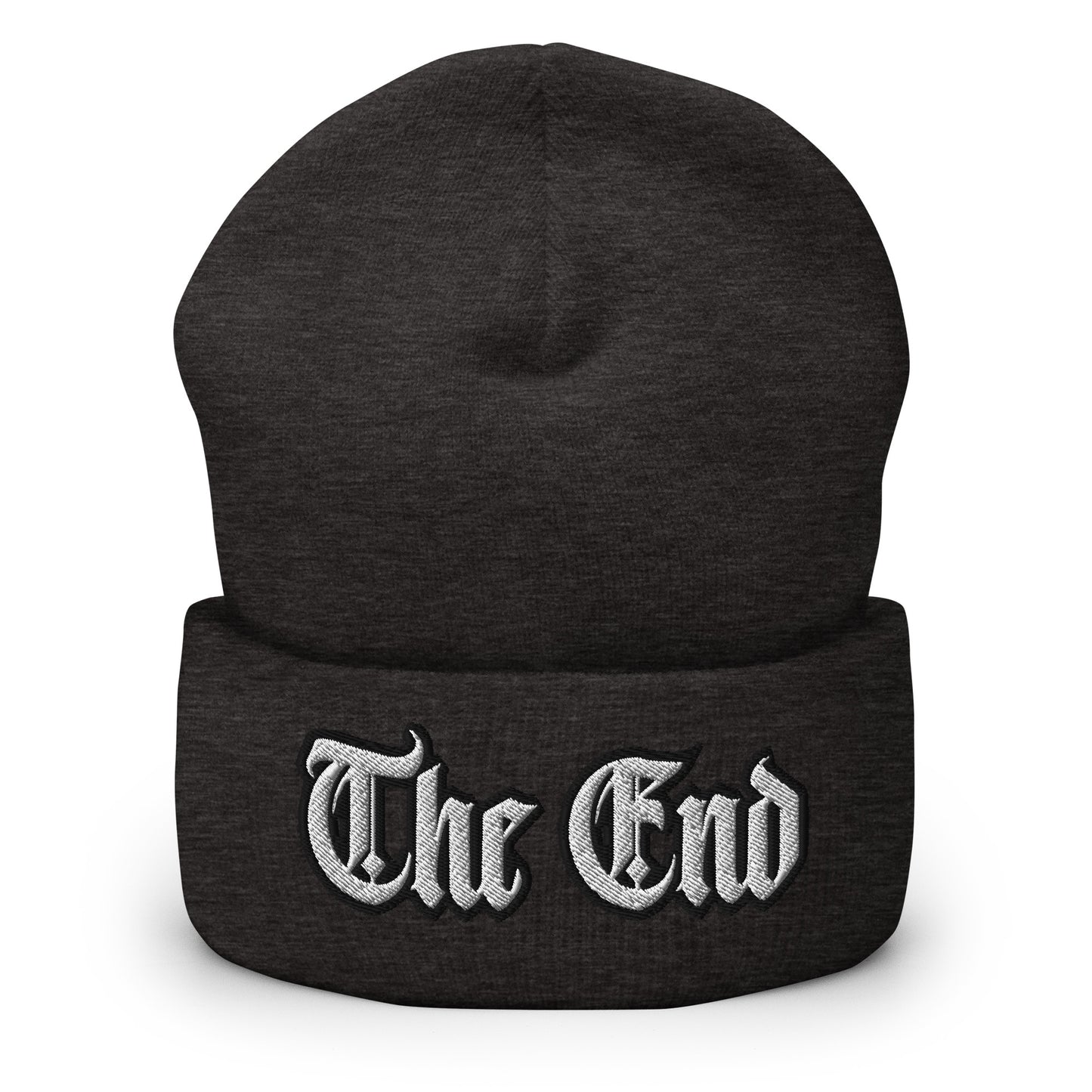 The End Minimalist Cuffed Beanie - Minimalist Simple The End Statement Beanie