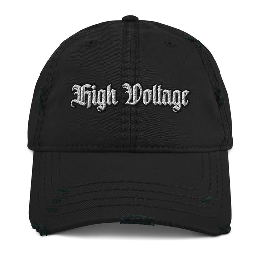 High Voltage Distressed Dad Hat - Warning High Voltage