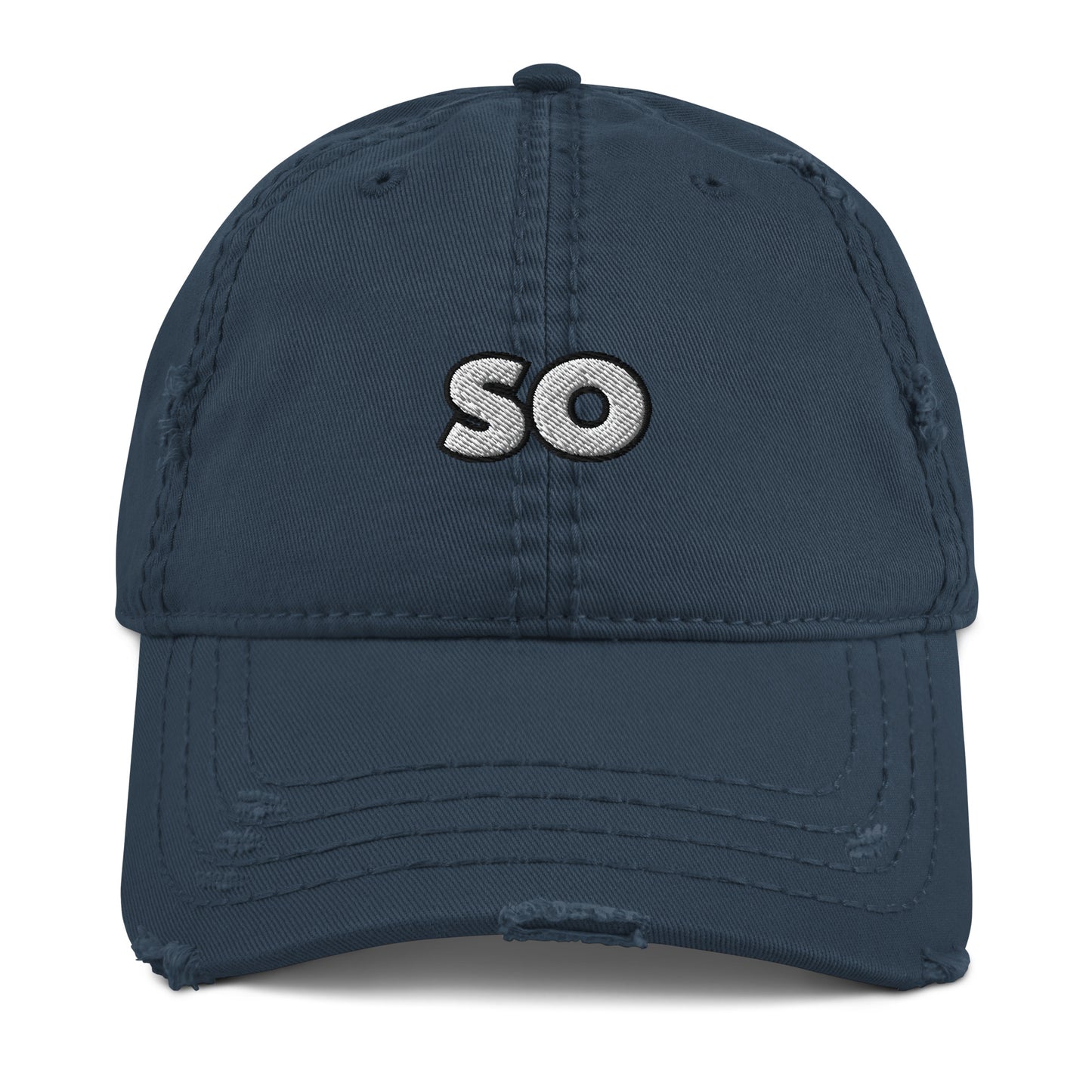 So? Distressed Dad Hat - So? Minimalist Simple Funny Statement Hat